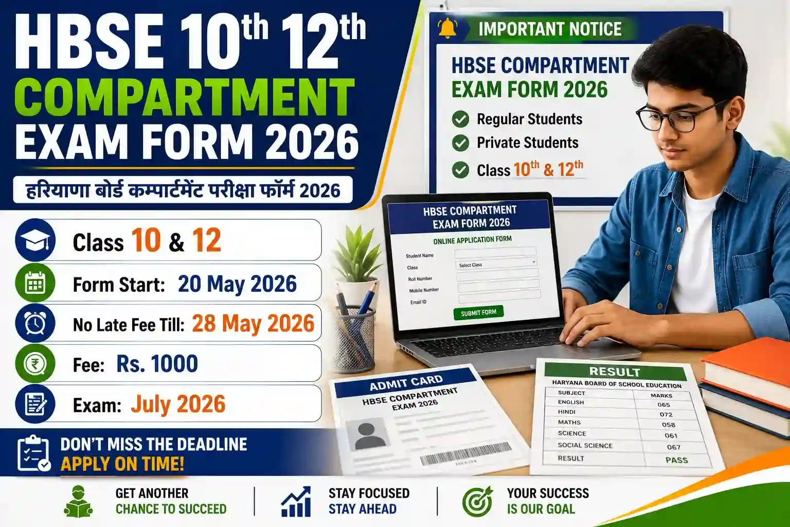 HBSE Compartment Exam Form 2026