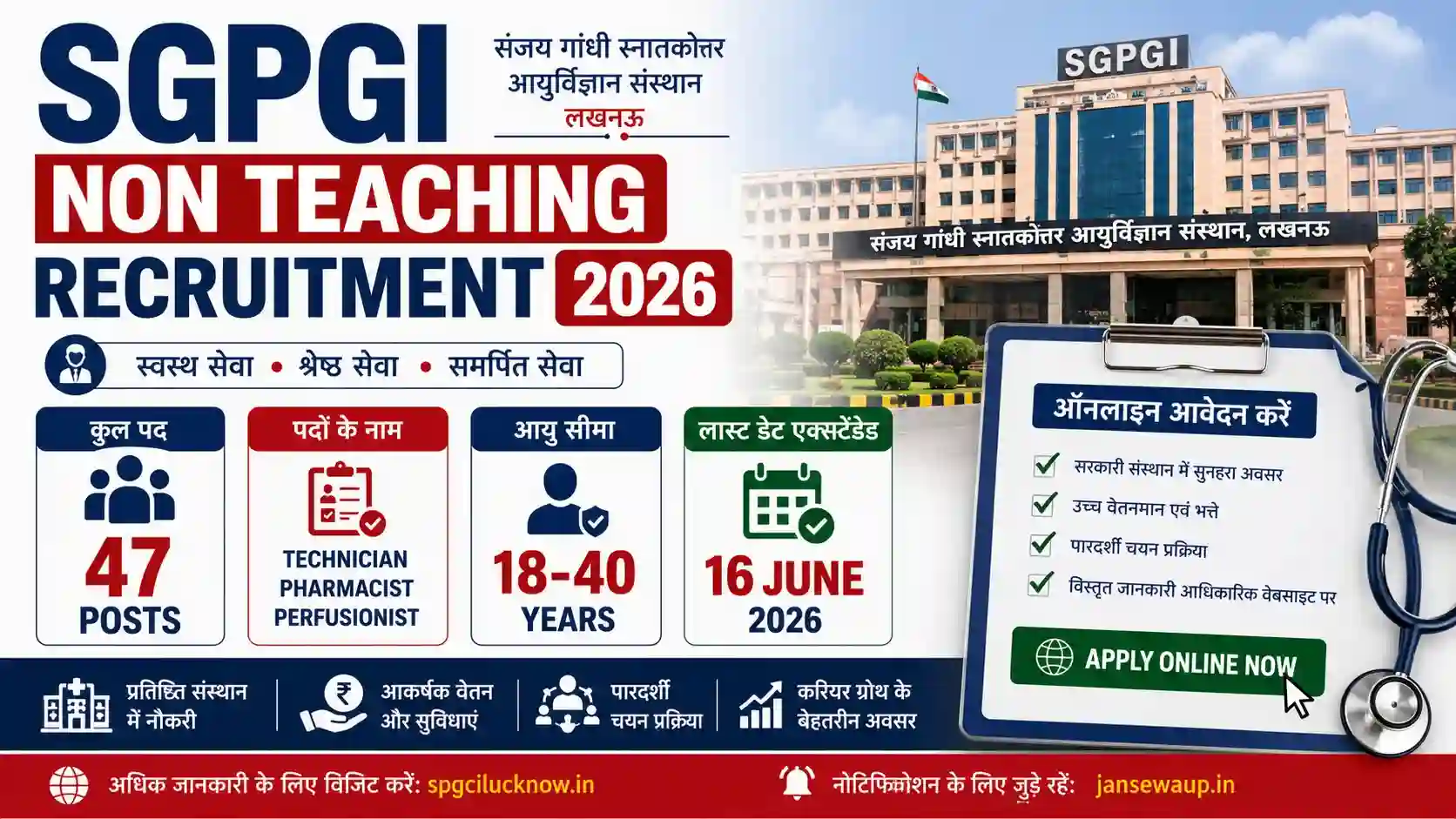 SGPGI Non Teaching Recruitment 2026