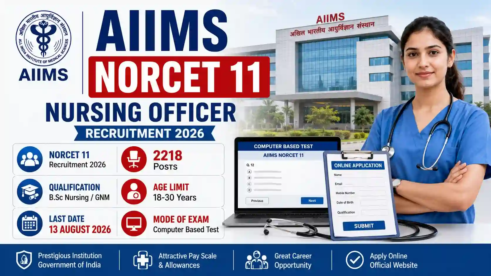 AIIMS NORCET 11 Nursing Officer Recruitment 2026